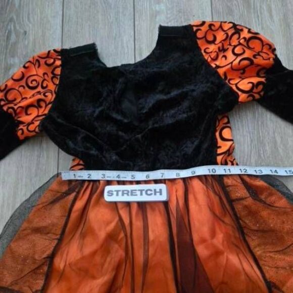 Girls Orange Witch Costume black beautiful dress size girls medium - Picture 9 of 9